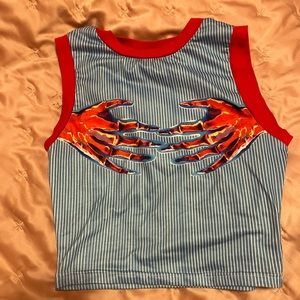 Skull hands crop Tee